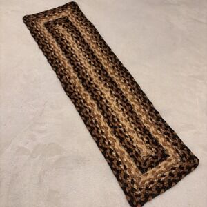 Rustic Jute Braided Small Table Runner Accent Mat 8" x 27" Primitive Country